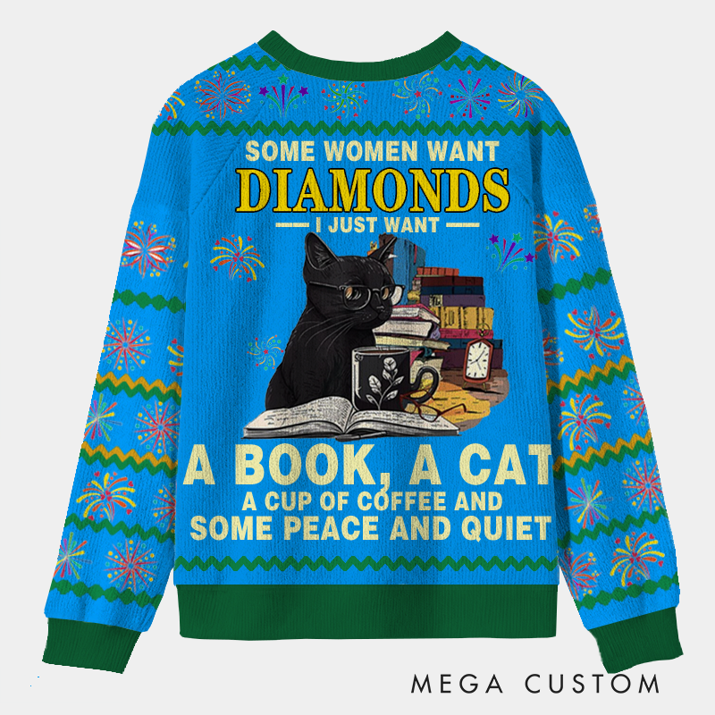 Personalized Book Cat Coffee Ugly Sweater Librarians Tranquil Dream Holiday Gift for Librarians
