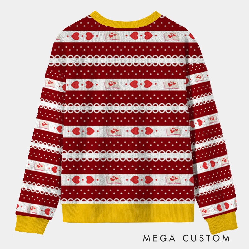 Personalized Bookish Love Heartfelt Ugly Sweater Holiday Gift for Librarians