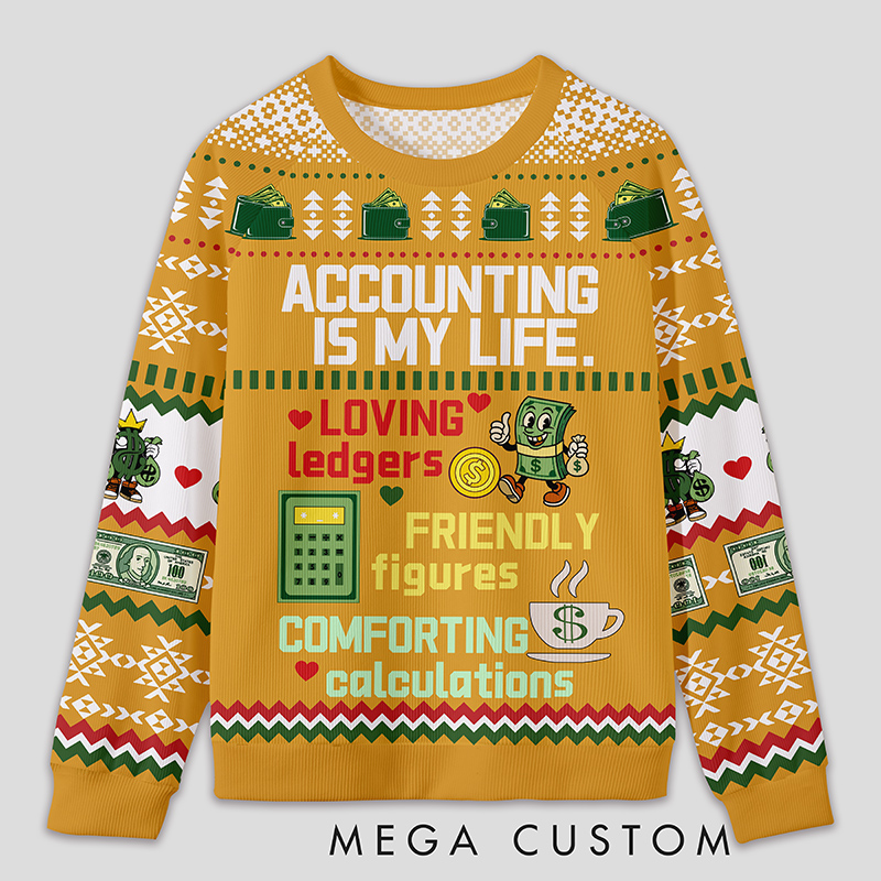 Personalized Accounting Humor Funny Ugly Sweater Office Holiday Party Gift for Finance Pros