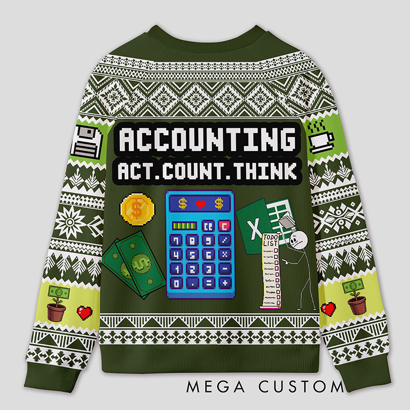 Personalized Math Competition Humor Ugly Sweater Office Holiday Party Gift for Accountants