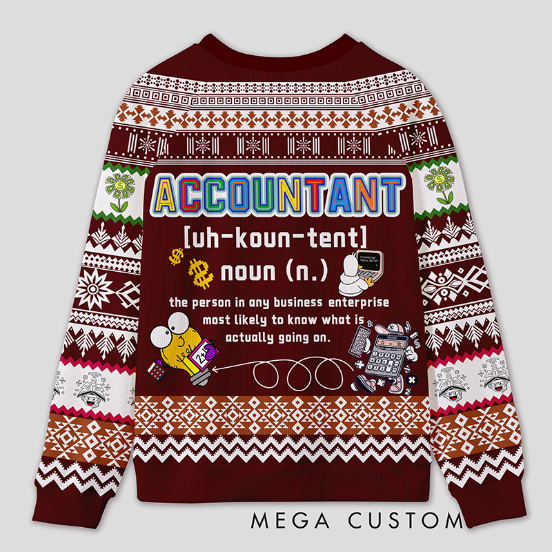 Personalized Energetic Accounting Funny Ugly Sweater Office Holiday Party Gift for Finance Pros