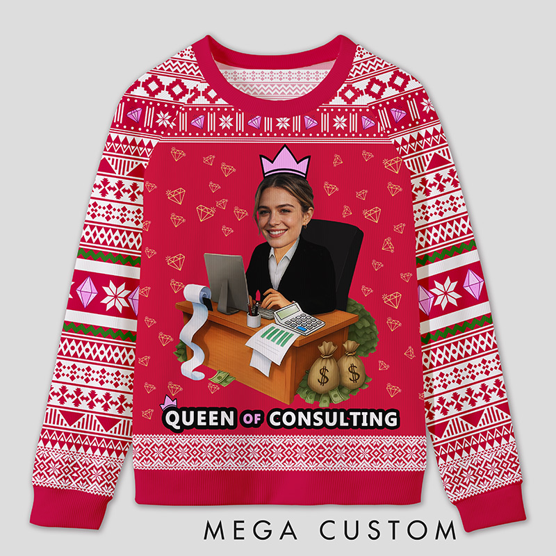 Personalized Accounting Queen Funny Ugly Sweater Office Holiday Party Gift for Finance Divas