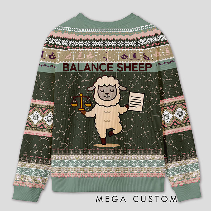 Personalized Enigmatic Sheep Humor Ugly Sweater Office Holiday Party Gift for Accountants
