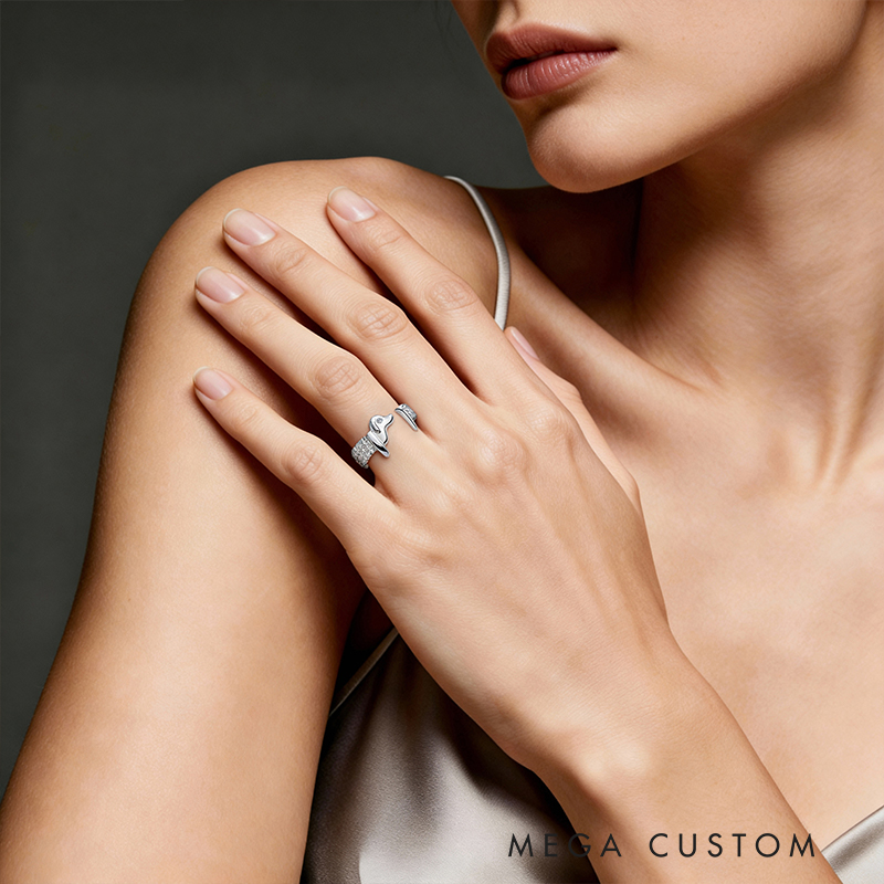 Personalized Dog Nailhead Ring with Engraved Message and Pet's Birthstone Unique Sterling Silver Jewelry for Dog Lovers