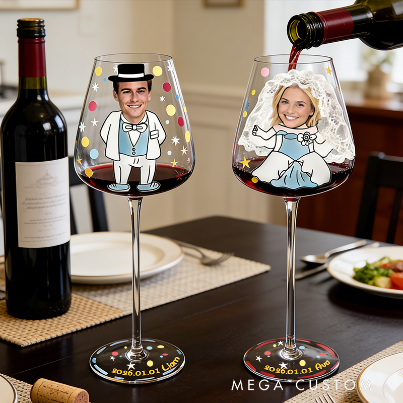 Personalized Joyful Moments Wine Glass Laser Engraved Custom Photo & Text Gift for Lovers Valentine's Keepsake