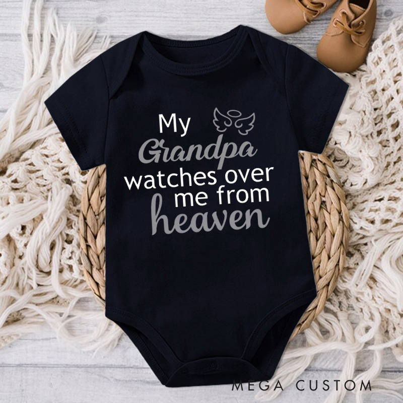 Personalized My Custom Name Watches over Me from Heaven Onesie Baby Bodysuit Heaven Sent Onesie Toddler Shirt Infant Shirt Custom Baby Shower Gift