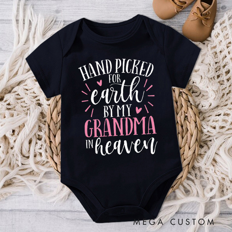 Personalized Hand Picked for Earth Onesie in Heaven Onesie Custom Heaven Sent Onesie Baby Announcement Bodysuit Baby Shower Gift In Memory of Bodysuit
