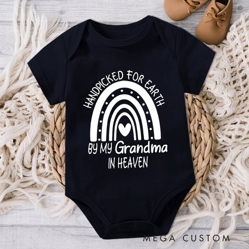 Personalized Handpicked for Earth Onesie Heaven Sent Bodysuit in Heaven Onesie Baby Announcement Onesie New Baby Gift Baby Shower Gift