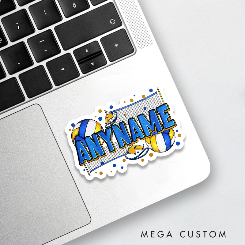 Personalized Volleyball Design Sticker with Custom Player Name for Sports Sticker