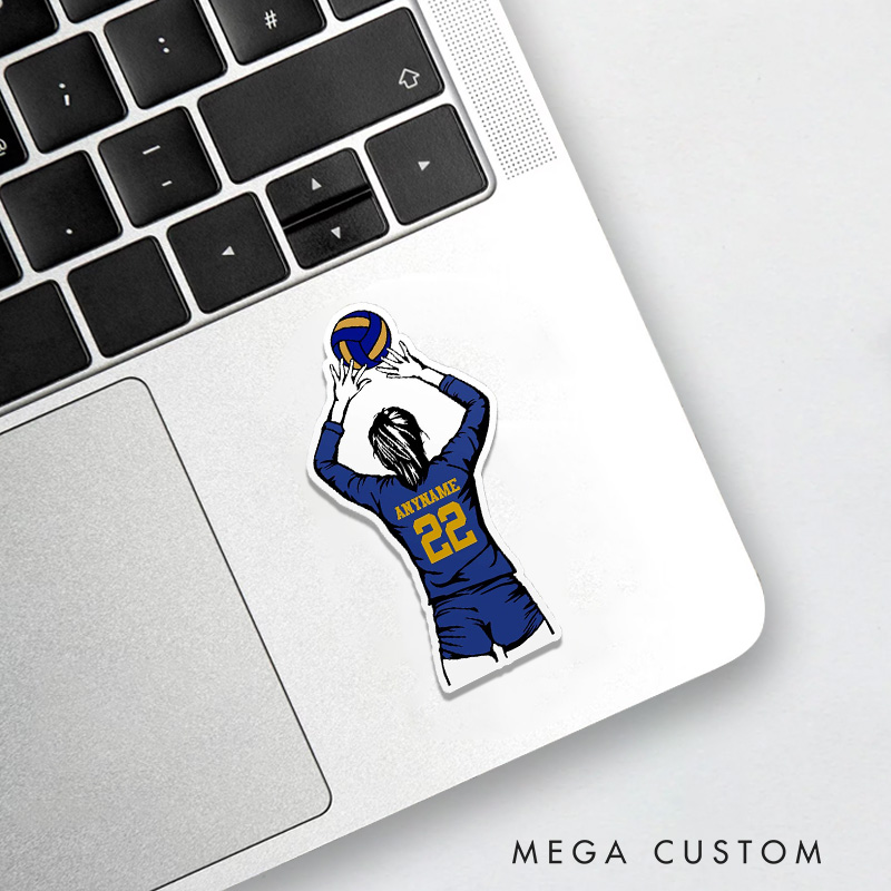 Personalized Volleyball Team Spirit Sticker, Custom Player Name, Number, and Striking Design for Athletes and Fans