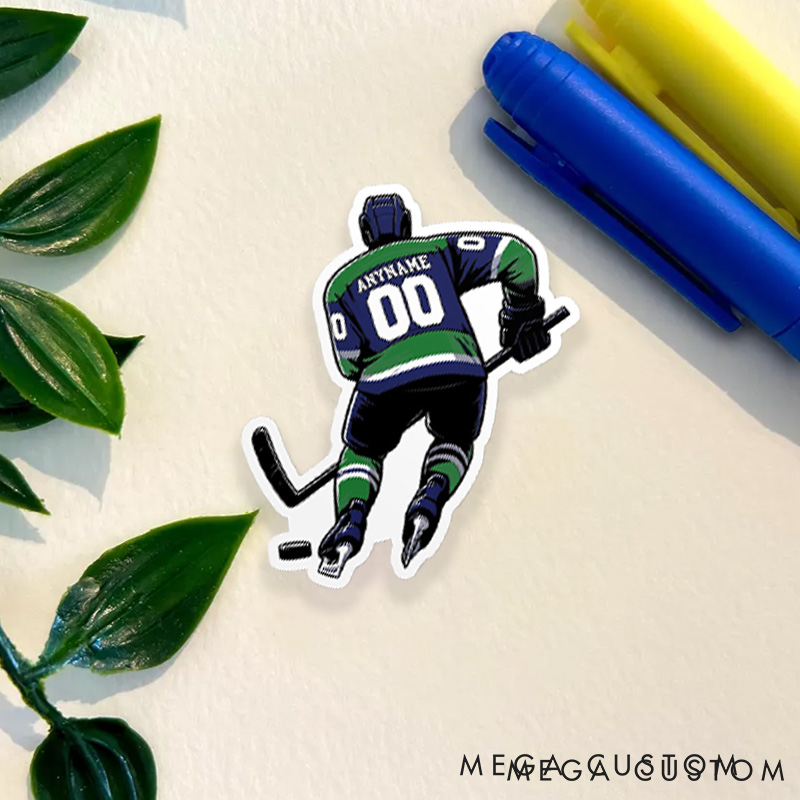 Personalized Hockey Sticker with Custom Player Name And Number