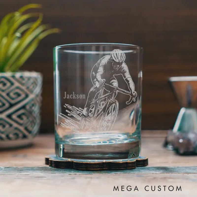 Personalized Road Biker Glasses Cycling Whiskey Wine Beer Glassware Gift Biker Themed Drinkware Bike Sports Gift Outdoor Road Bike Enthusiasts