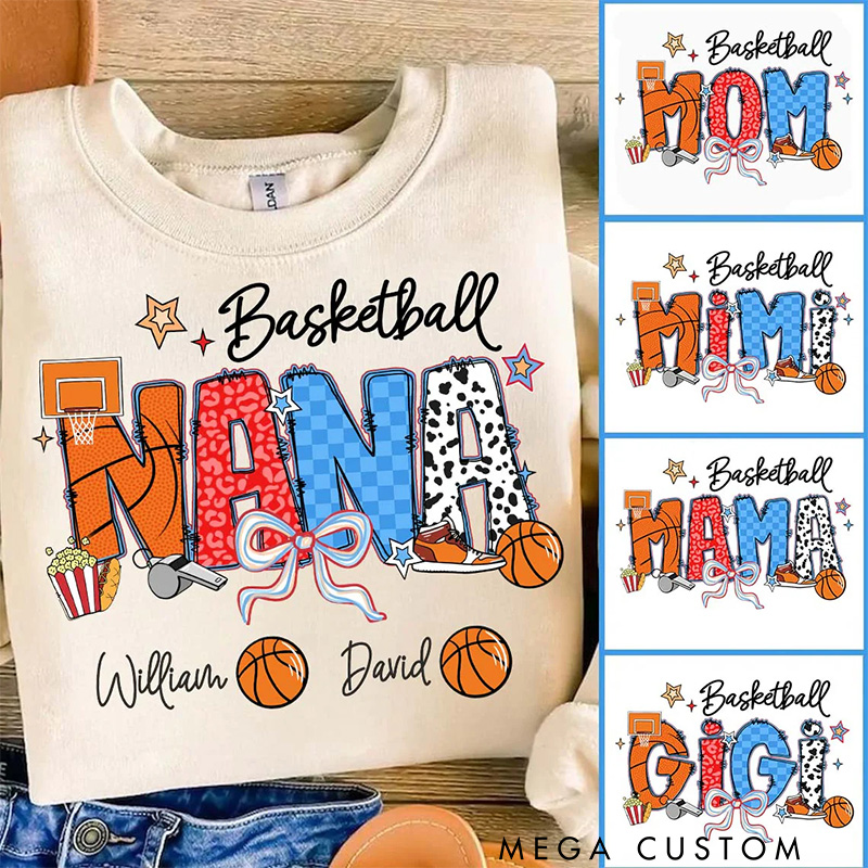 Personalized Basketball Sweatshirt with Custom Name and Design for Mom Nana and More