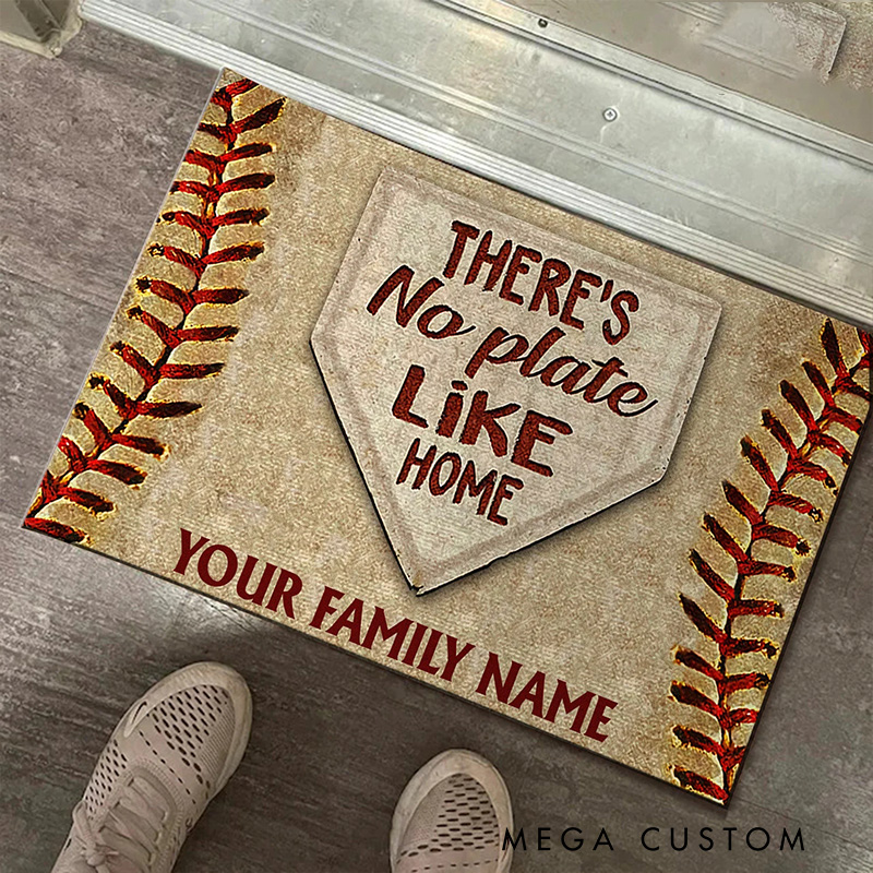 Personalized "THERE'S No plate Like HOME" Softball Doormat with Custom Name