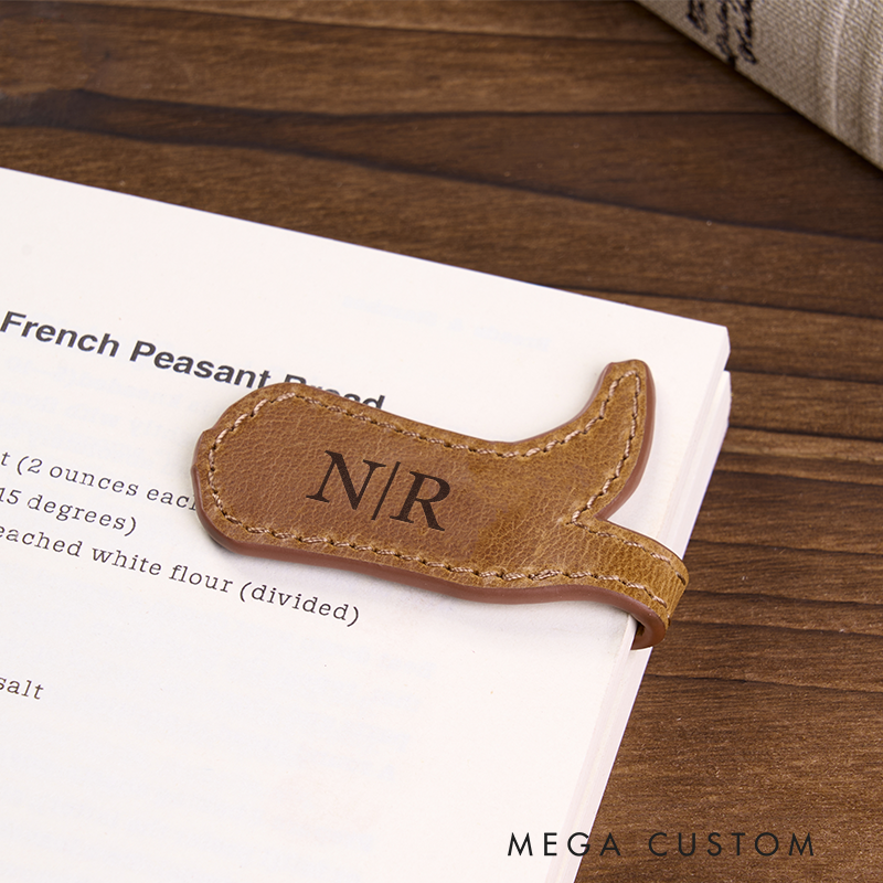 Personalized Leather Bookmark Boot Shaped Bookmark Custom Initials Engraved Page Marker Western-Themed Gift for Readers Unique Rustic Book Accessory  