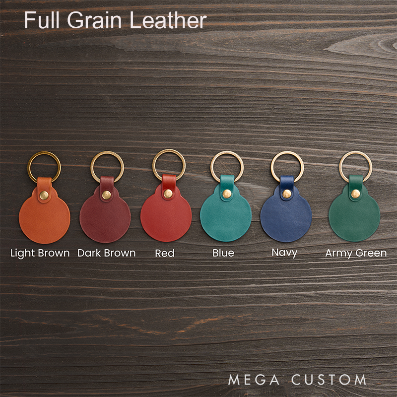 Personalized Leather Keychain for Men Custom Round Keychain with Name Engraved Leather Key Chain Anniversary Gift for Him Groomsmen Gift Birthday Gift