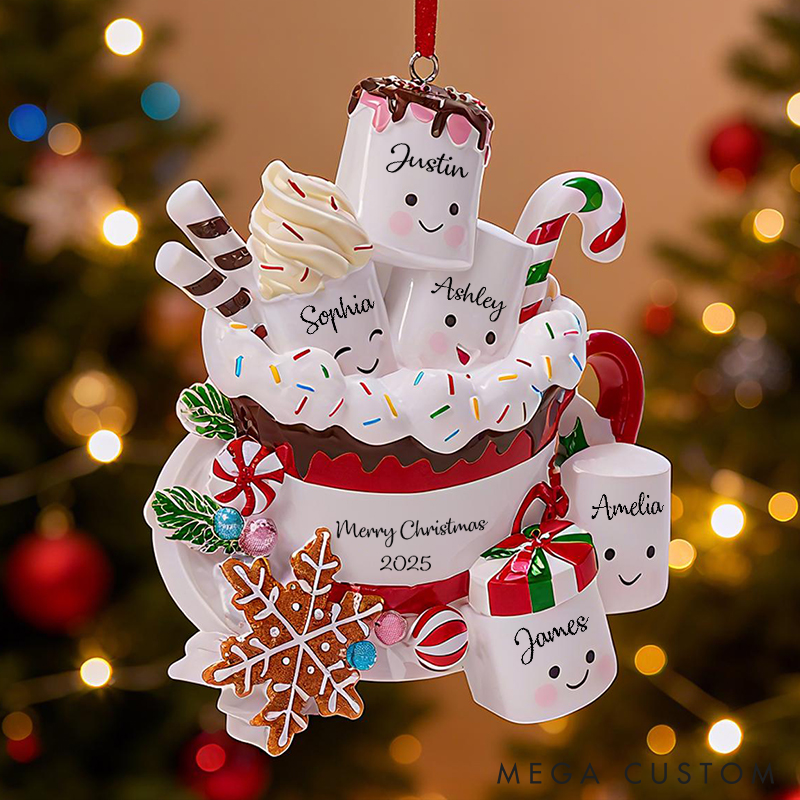 Personalized 2025 Christmas Ornament with Family Member Name Family Ornament Family of 3 4 5 Ornament Christmas Keepsake