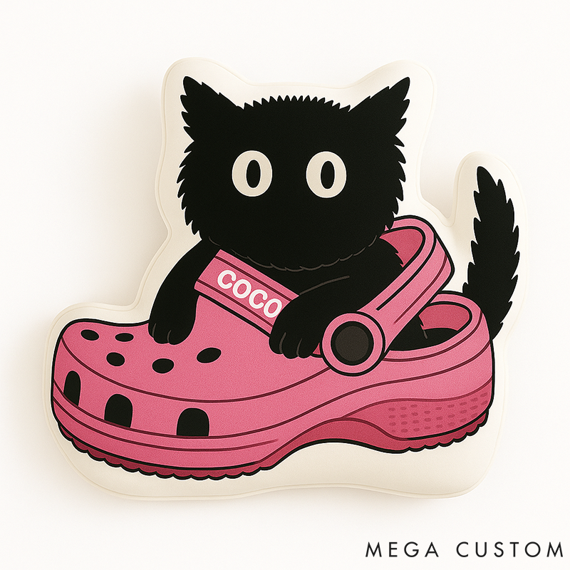 Personalized Cute Cat Throw Pillow Custom Throw Pillow with Name Black Cat Pillow Cute Plush Decor Gift for Kids Cat Lovers Home Decoration