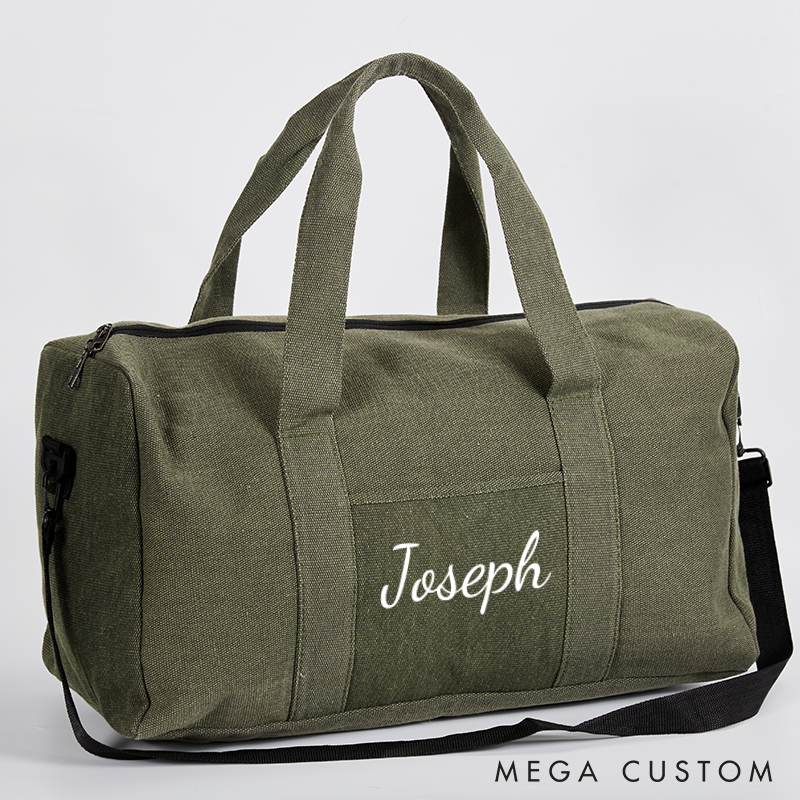 Personalized Canvas Duffle Bag for Him Weekender Bag Custom Canvas Duffle Bag Luggage Bag Gift For Him