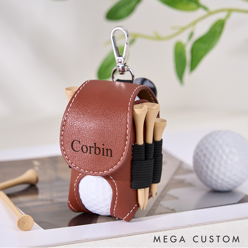 Personalized Golf Ball Holder Custom Golf Ball Bag Leather Golf Ball Bag Golf Ball Pouch Christmas Gift for Him
