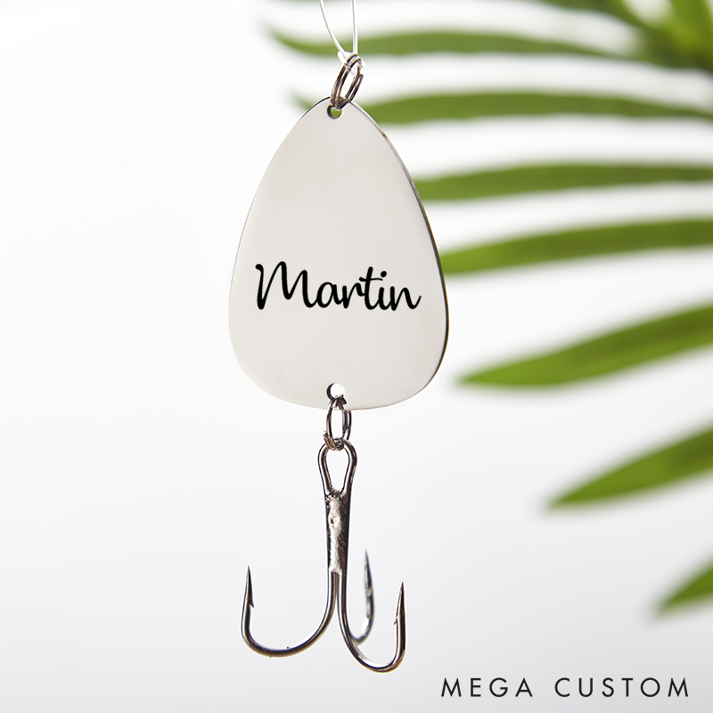 Personalized Fishhook with Name Custom Engraved Tackle Gift for Fishing Lovers Birthday Gift for Him Dad Boyfriend