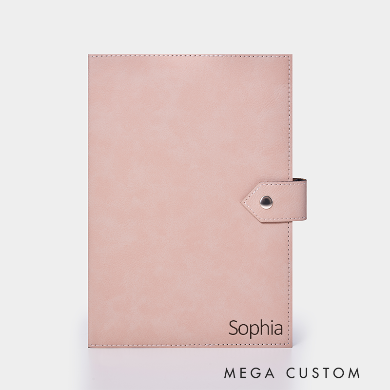 Personalized Leather Notebook with Name Custom Journal with Snap Closure Gift for Professionals Students and Writers  