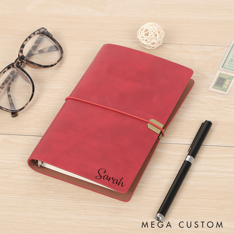 Personalized Leather Journal Custom Journal with Name A6 Leather Journal Notebook Journal Gifts for Her