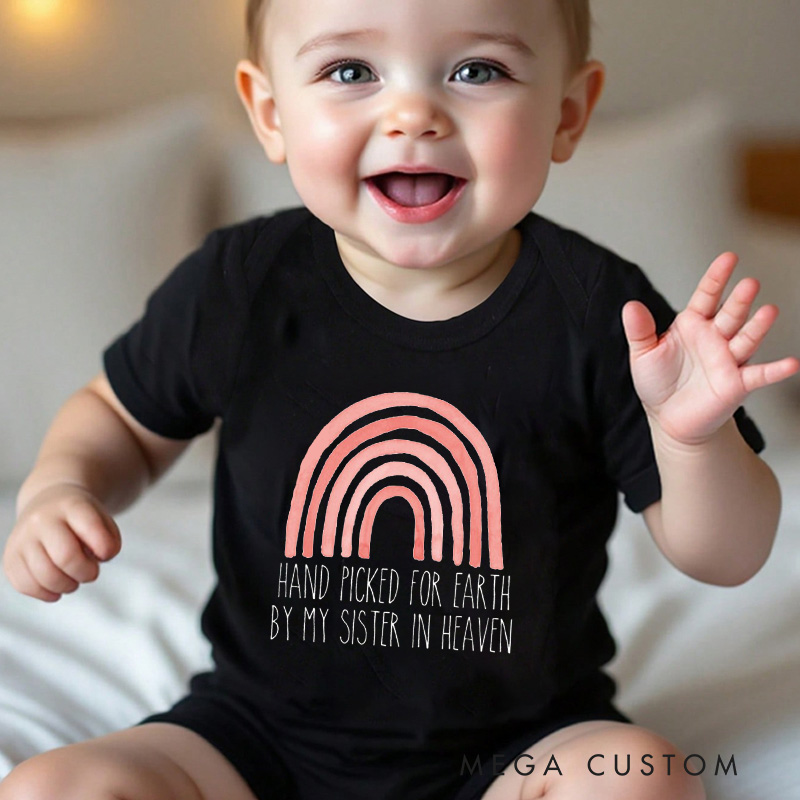 Personalized Handpicked for Earth by My Custom in Heaven Onesie Heaven Sent Onesie Baby Bodysuit Baby Shower Gift Baby Announcement Onesie New Baby