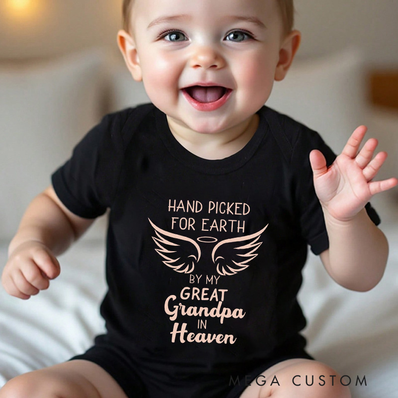Personalized Handpicked for Earth by My Great Grandma Grandpa in Heaven Onesie Heaven Sent Onesie Bodysuit Baby Shower Gift Guardian Angel New Baby