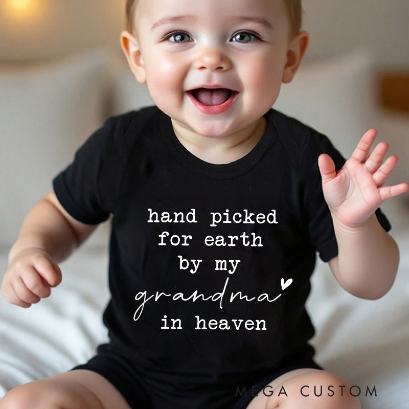 Personalized Handpicked for Earth Onesie in Heaven Onesie Bodysuit Baby Announcement Onesie Baby Shower Gift Heaven Sent Onesie New Baby Gift