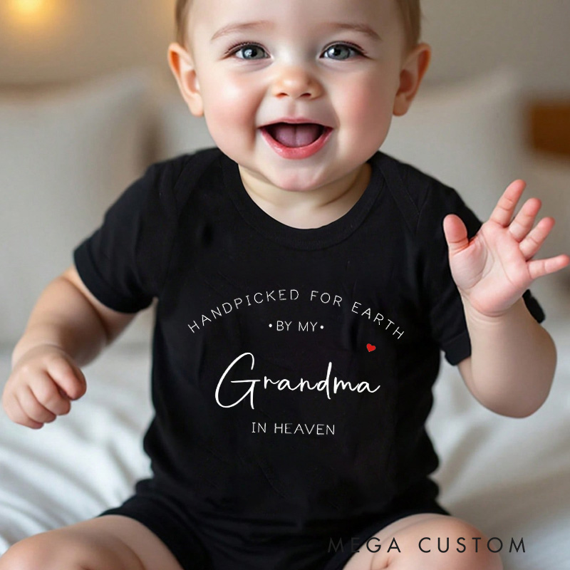 Personalized Handpicked for Earth Onesie Grandma Grandpa in Heaven Bodysuit Announcement Baby Onesie Baby Shower Gift Heaven Sent Onesie New Baby Gift