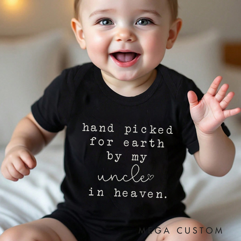 Personalized Handpicked for Earth Onesie in Heaven Bodysuit Baby Announcement Onesie Baby Shower Gift Newborn Onesie Heaven Sent Onesie New Baby Gift