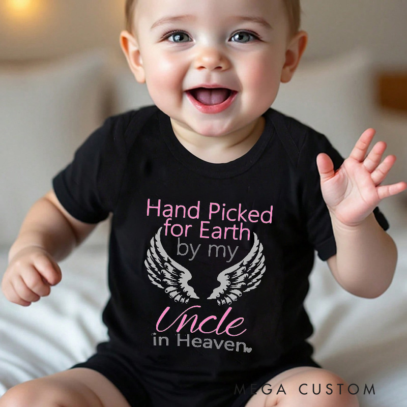 Personalized Handpicked for Earth by My Custom in Heaven Onesie Baby Announcement Onesie Memorial Bodysuit Baby Shower Gift Heaven Sent New Baby