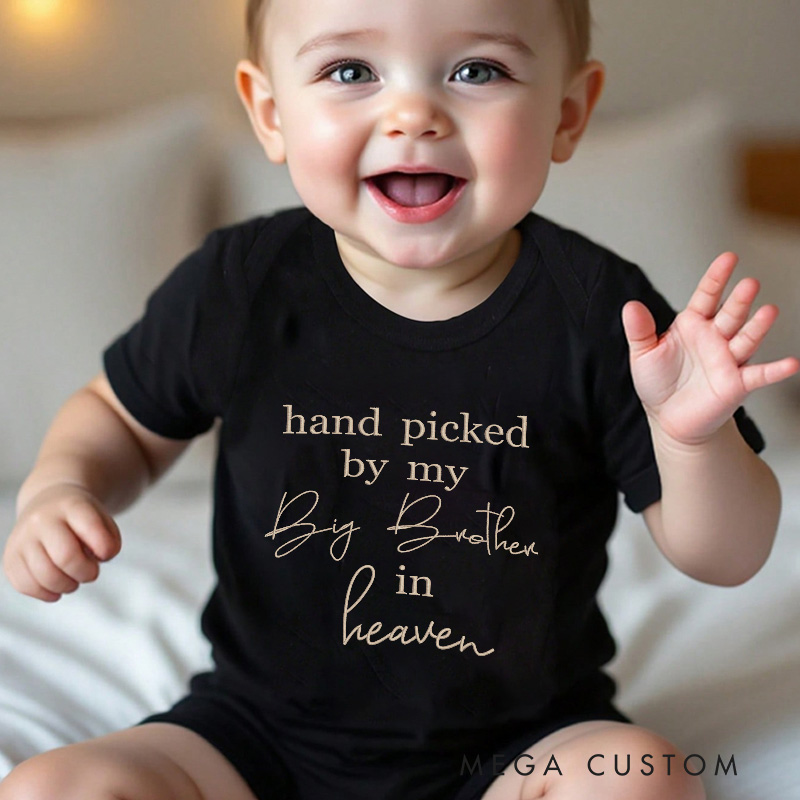 Personalized Hand Picked by My Big Brother in Heaven Onesie Baby Announcement Onesie Baby Bodysuit Heaven Sent Onesie Baby Shower Gift New Baby Gift