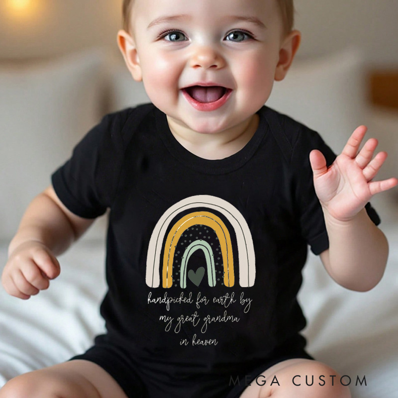 Personalized Handpicked for Earth Baby Bodysuit Heaven Sent Onesie Baby Shower Gift Pregnancy Announcement Rainbow Baby Announcement New Baby Gift