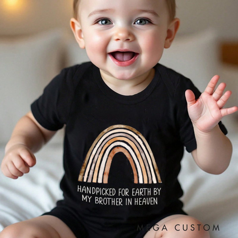 Personalized in Heaven Baby Onesie Handpicked For Earth by My Custom in Heaven Bodysuit Memorial Baby Announcement Heaven Sent Baby Shower Gift