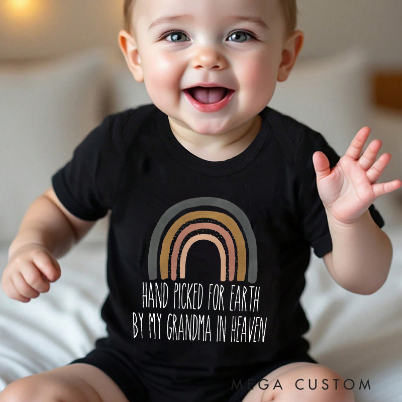 Personalized Handpicked for Earth Onesie Custom Heaven Sent Bodysuit in Heaven Onesie Announcement Onesie Baby Shower Gift New Baby