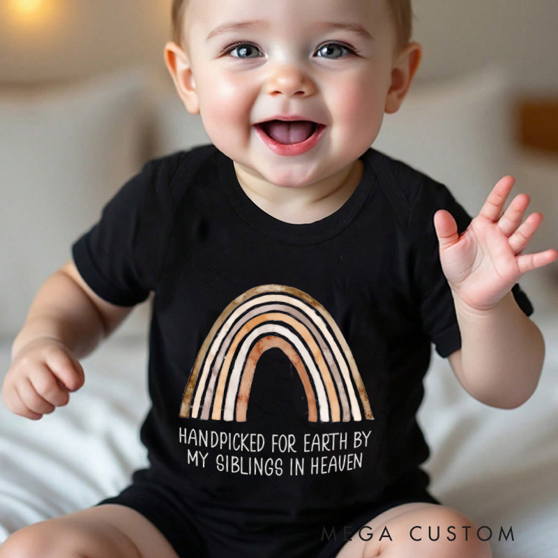 Personalized in Heaven Baby Onesie Handpicked For Earth by My Custom in Heaven Bodysuit Baby Memorial Announcement Onesie Heaven Sent Baby Shower Gift