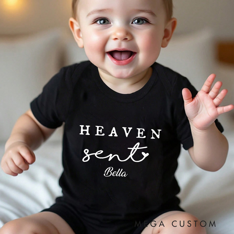 Personalized Heaven Sent Baby Onesie with Name Gender Neutral Baby Gift Pregnancy Annoucement New Baby Gift Baby Shower Gif in Memory of Loved One