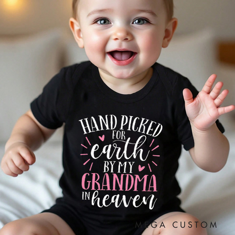 Personalized Hand Picked for Earth Onesie in Heaven Onesie Custom Heaven Sent Onesie Baby Announcement Bodysuit Baby Shower Gift In Memory of Bodysuit