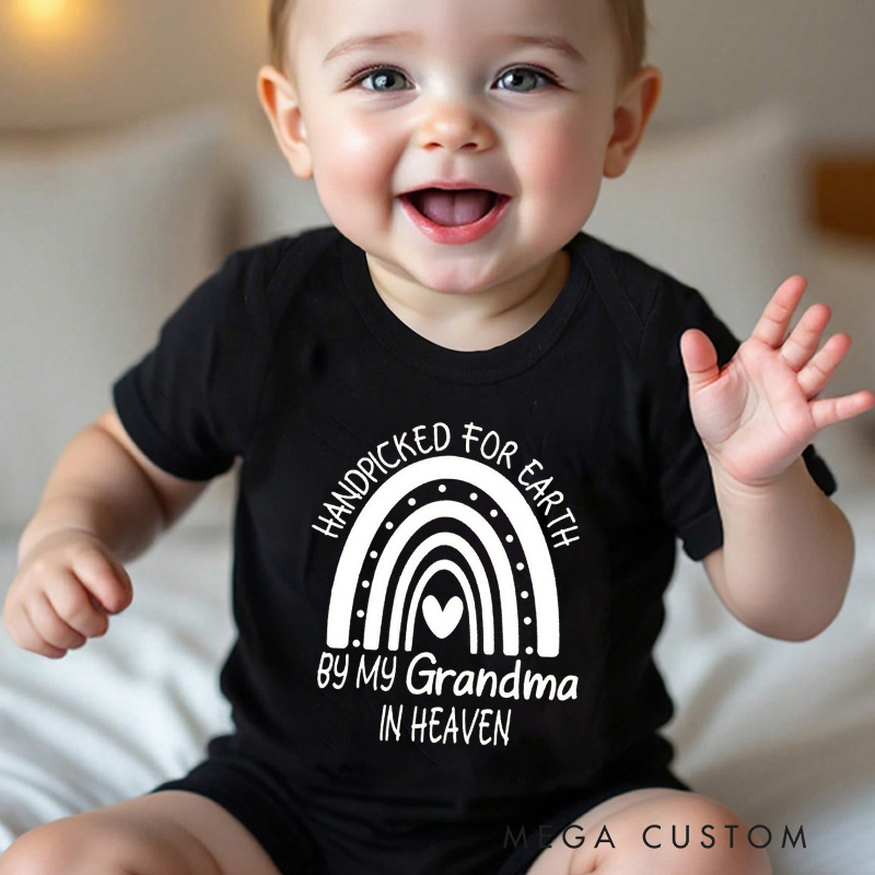 Personalized Handpicked for Earth Onesie Heaven Sent Bodysuit in Heaven Onesie Baby Announcement Onesie New Baby Gift Baby Shower Gift