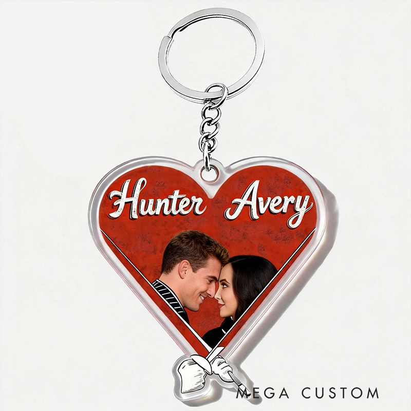 Personalized Love Gaze Keychain Custom Photo Engraved Keychain Cherished Gift for Lovers
