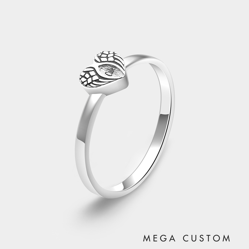 Personalized Sterling Silver Heart-Shaped Wing Cremation Urn Ring Necklace Necklace 925 Sterling Silver Gifts for Her