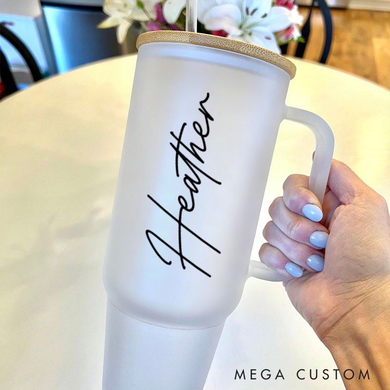 Personalized Tumbler with Name Custom Name Cup with Handle & Straw Girl's Trip Tumbler Sport Water Bottle Gift for Women