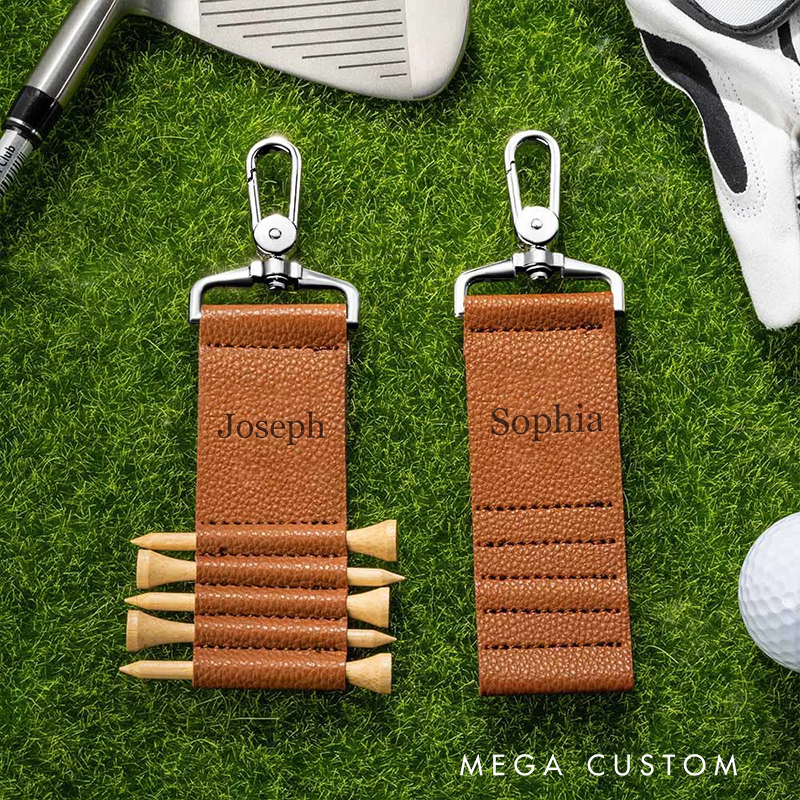 Personalized Leather Golf Tee Holder with Custom Name Portable Accessory for Golf Enthusiasts  