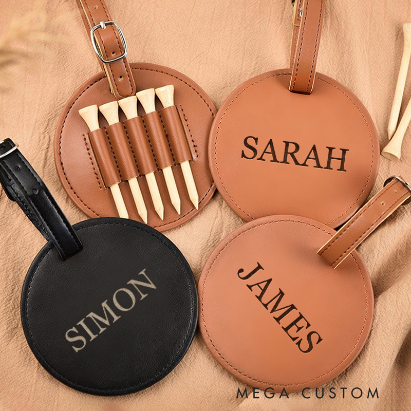 [Copy]Personalized Leather Golf Bag Tag with Custom Name and Design  
