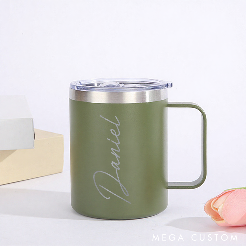 Personalized Insulated Coffee Mug with Custom Name Stainless Steel Travel Cup with Lid for Hot and Cold Drinks 