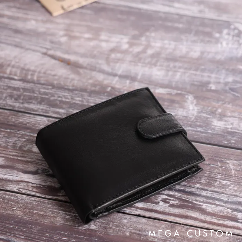 Personalised Men's Leather Wallet Genuine Soft Black Engraved Leather Wallet Personalized Gift for Him Boyfriend Dad