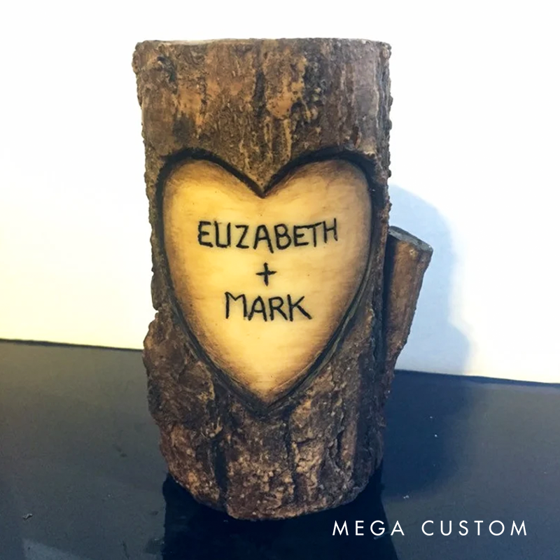 Personalized Log Candle (All Wax) Scented Soy Names Valentines Day Boyfriend Gift 16th Anniversary Christmas Gift For Him Or Her Romantic