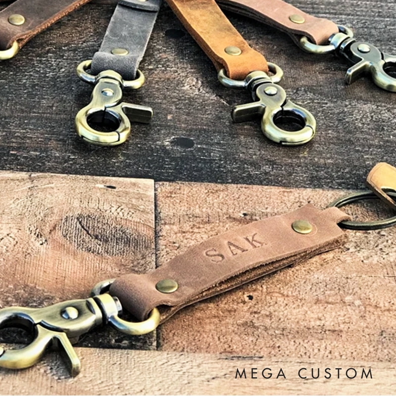 Personalized Leather Keychain Customized Keyfob Leather Keychain With Trigger Snap Wedding Giveaway Gift For Him